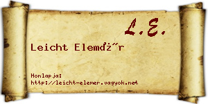 Leicht Elemér névjegykártya
